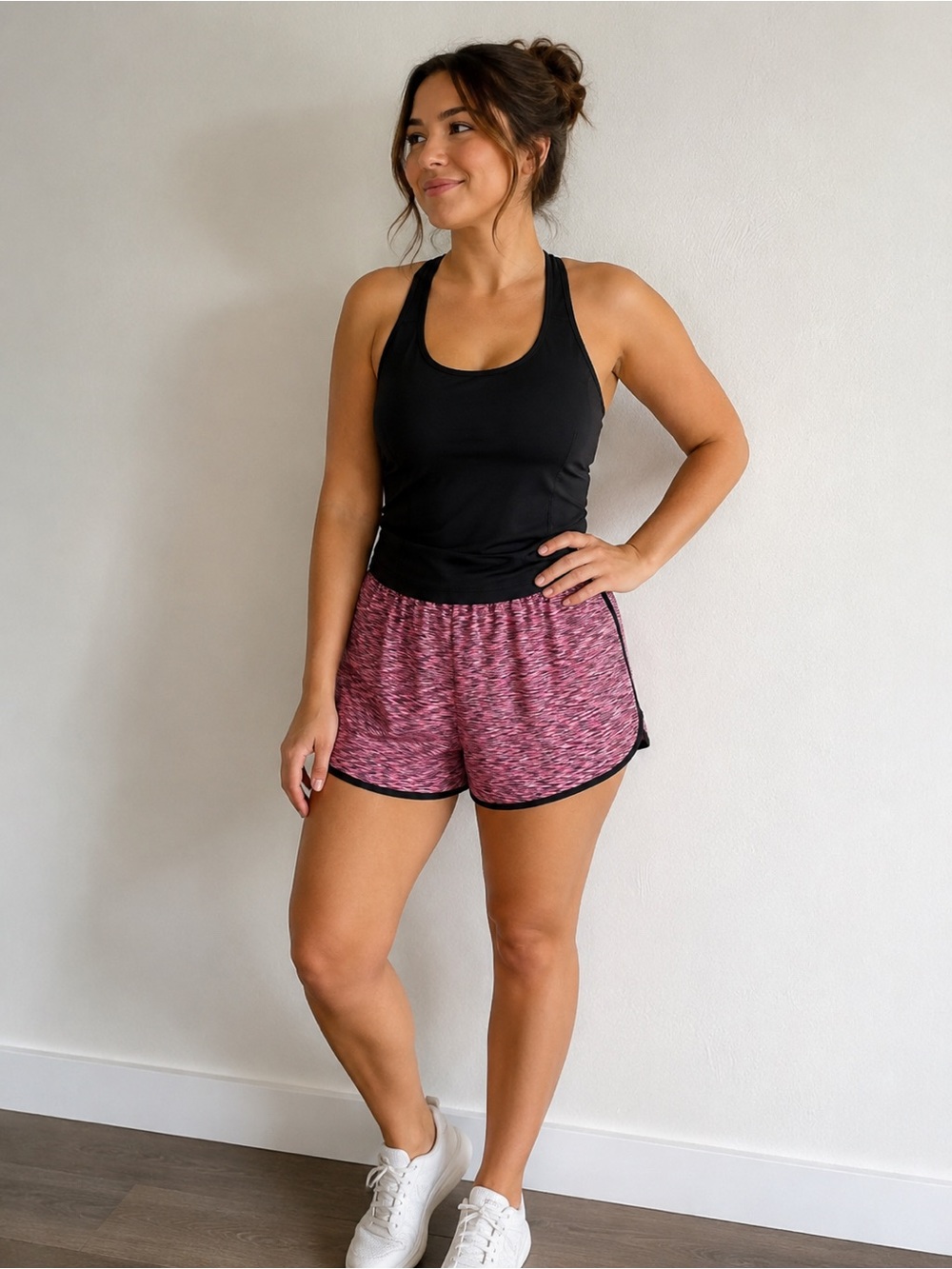 BlevonH Women’s Pink Space-Dye large Athletic running shorts 3 inch line Shorts